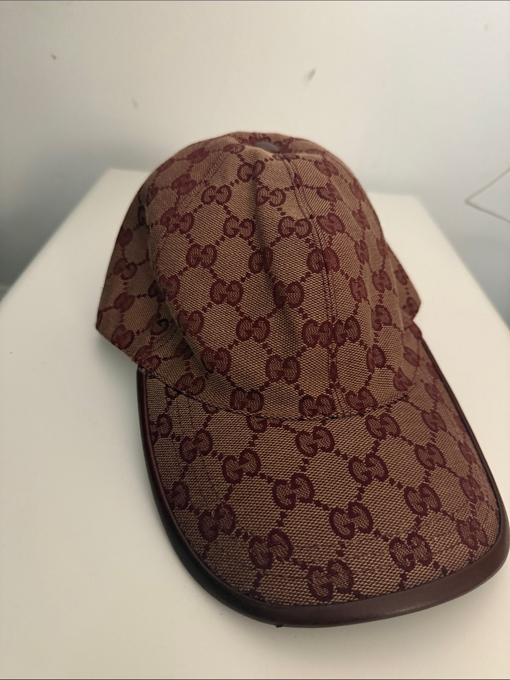 Authentic Gucci GG Monogram Canvas Baseball Cap Burgundy